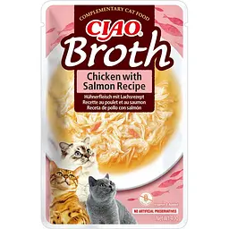 Пауч Inaba Ciao Broth для котів тушкована курка з лососем у бульйоні, 40 г