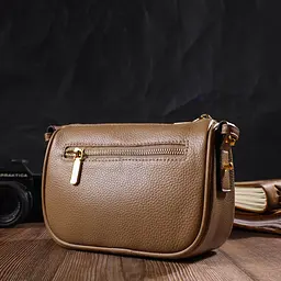 Сумка на плече крос-боді з натуральної шкіри бежева 22128 Vintage - мініатюра 9