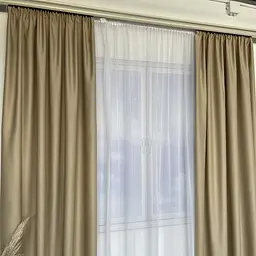 Матові атласні штори блекаут кремового кольору на тасьмі 2шт. 150х270 ALBO pbe0052452 - мініатюра 7