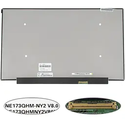 Матриця 17.3 NE173QHM-NY2 2560х1440, 40pineDP, IPS, 165Hz, LED, SLIM без планок та вушок, матова, роз'єм праворуч знизу для ноутбука