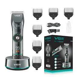 Триммер VGR V-256, 6 насадок, LED-дисплей, 7000 RPM, 2500 mAh, Black