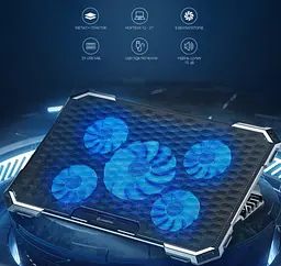 Охолоджувальна підставка для ноутбука до 21 дюймів GamePro GPCP-485 5xfans - мініатюра 12