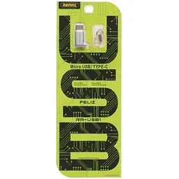 Адаптер перехідник Remax RA-USB1 Type-C to MicroUSB F сріблястий
