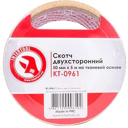 Скотч двосторонній універсальний Intertool 50 мм х 5 м тканина