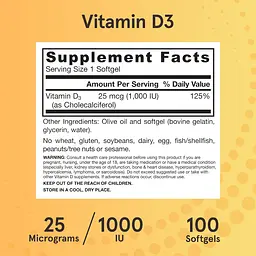 Вітамін D3 Jarrow Formulas 25 мкг 1000 МО 100 капсул - мініатюра 8