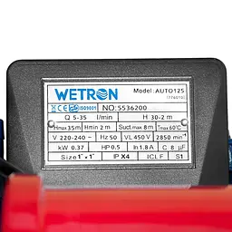 Насосна станція Wetron 0.37 кВт Hmax 32 м Qmax 35 л/хв 776010 - мініатюра 4