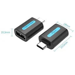 Перехідник USB 2.0 Type-C --> USB AF (OTG) PVC Vention чорний - мініатюра 3