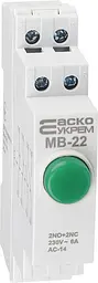 Кнопка модульна без фіксації МВ‑22 АСКО‑УКРЕМ (A0150010110) 2NO+2NC зелена - мініатюра 3