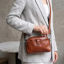 Глянсова жіноча сумка на кожен день з натуральної шкіри Vintage 22419 коричневий - мініатюра 2