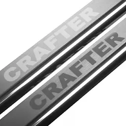 Накладки на пороги для Volkswagen Crafter 2006- Нержавіюча сталь із загином та Логотипом 2 шт (Premium P-VW03) - мініатюра 3