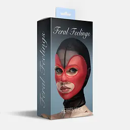 Маска серце сітка з відкритим ротом та очима Feral Feelings - Hearts Mask Black/Red - мініатюра 2