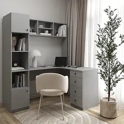 Кутовий письмовий стіл з полицями та шухлядами 1800х1690x1190 мм Антрацит
