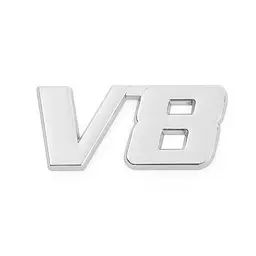 Емблема напис V8 59х26 мм Хром на скотчі метал (Завод)