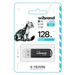USB флеш накопичувач Wibrand 128GB Marten Black USB 3.2 Gen 1 (USB 3.0) (WI3.2/MA128P10B) - мініатюра 2