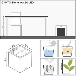 Вазон Lechuza Canto Stone 30 low LED сірий камінь (13630) - мініатюра 6