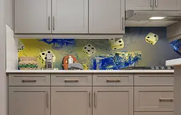 Вініловий кухонний фартух Гральні Кістки наклейка для кухні Абстракція Синій 60х200 см Happy Pocket Z181528 - мініатюра 4