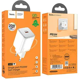 Мережевий зарядний пристрій Hoco N40 Mighty 20W USB-C White (616973) [142351] - мініатюра 2