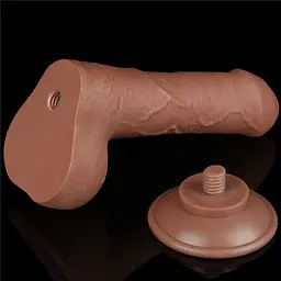 Фалоімітатор Sliding-Skin Dual Layer Dong 7 з закритою голівкою, світло-коричневий LOVETOYS 66-LV317301 103588 - мініатюра 2