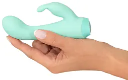 Вібратор-кролик Cuties Mini 13.6 см бірюзовий - мініатюра 2