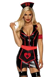 Костюм Leg Avenue Vinyl Naughty Nurse M чорний - мініатюра 3