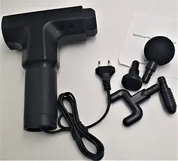 М'язовий масажер для тіла ручний 220V портативний 4 насадки Fascial Gun RF-709 чорний