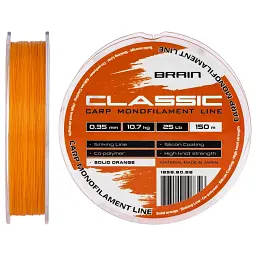 Волосінь Brain Classic Carp Line (solid orange) 150 м 0.35 мм 25 lb 10.7 кг