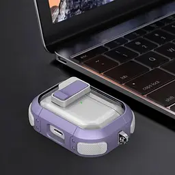 Футляр протиударний Locking Button для навушників Airpods Pro 3 Light Purple - мініатюра 2