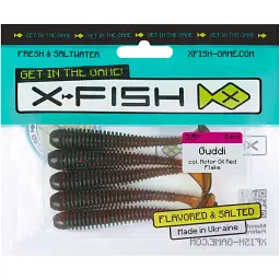 Силікон X-Fish Guddi 3.5" Motor Oil Red Flake (5шт/уп) - мініатюра 2