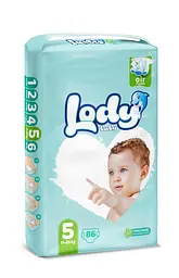 Підгузки дитячі Lody Baby Air junior 5 (11-25 кг) Mega 86 шт. одноразові для активних дітей
