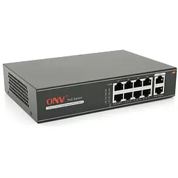 8мі портовий PoE Full Gigabit комутатор ONV-H3108P, 8xPoe1000Мбіт + 2х1000 Мбіт, IEEE802.3af/at, загальна потужність 120 Вт