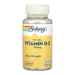 Вітамін D Solaray 25 мкг (Vitamin D-2) - 60 веганських капсул