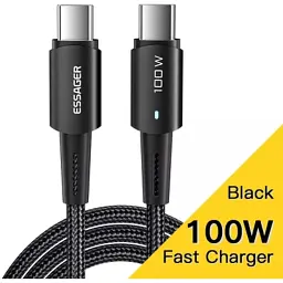 Дата кабель USB-C to USB-C 1.0m 100W black Essager (EXCTT1-CG01) - мініатюра 2