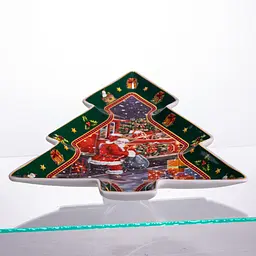 Блюдо сервірувальне новорічне для закусок Santa 29 × 24 × 2 порцелянове Yiwu HP-SDHK-18 - мініатюра 4
