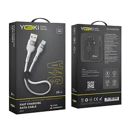 Кабель для заряджання та обміну даними USB Yoki YK-EX11 EXTRA Series USB/Type C 60W 3A/20V 0.25 m White - мініатюра 2