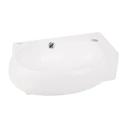 Умивальник Qtap Leo підвісний овальний правий 430x290x140 мм White + донний клапан PU02O, Білий - мініатюра 4