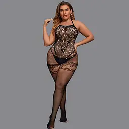 Спокусливий бодістокінг зі стразами та відкритим доступом L-XXL Чорний