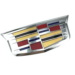 Емблема передня Cadillac срібло+ кольорова вставка 210х90мм пластик (на защіпках)