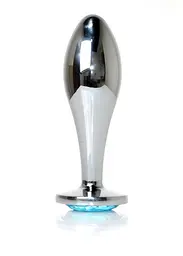 Анальна пробка - Jewellery Silver Plug Light Blue L - мініатюра 6