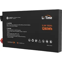 Акумулятор Li Time LiFePO4 12V (12.8V/100Ah/1280Wh) (L12V100-100-SLIM-LTCP-4) - мініатюра 5