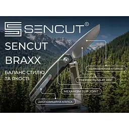 Ніж складаний кишеньковий Sencut Braxx, (7.93 см) D2 / Canvas Micarta зелений - мініатюра 8