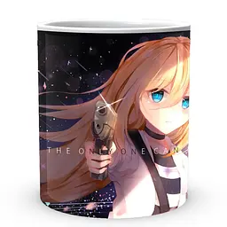 Кухоль GeekLand Ангел кровопролиття Satsuriku no Tenshi Рейчел з пістолетом на фоні зоряного неба SNT 02.012 330 мл білий - мініатюра 2