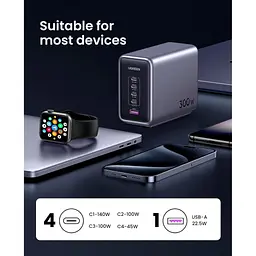 Зарядний пристрій Ugreen 5xUSB 300W Nexode (5хUSB-C) CD333 (90903B) - мініатюра 6