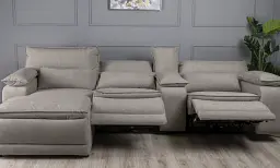 Диван кутовий Ego Home Денвер лівий з електричним реклайнером і консоллю бежевий (тк.Парадиз 07) - мініатюра 5