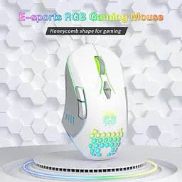 Комп'ютерна мишка Onikuma C12 для ПК та ноутбука провідна USB з RGB підсвіткою та 800-6400 DPI ергономічна Білий - мініатюра 2