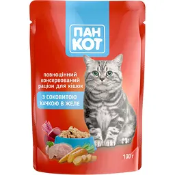 Вологий корм для кішок Пан Кот качка в желе 100 г (4820111140992)