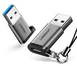 Адаптер Ugreen US276 USB3.0 to Type-C з карабіном Space Grey Сірий - мініатюра 2
