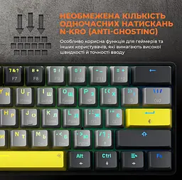 Механічна ігрова клавіатура GamePro GPMK-130G Pro Black Hot-Swap Outemu Red Switch RGB 2.4G/Bluetooth/USB - мініатюра 11