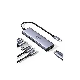 Концентратор Ugreen USB-C to HDMI + 2xUSB 3.2 + 2xUSB-C 3.2 + PD CM511 gray (35999) - мініатюра 2