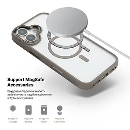 Чехол Apple iPhone 16 Plus, Unit MagSafe, серый, прозрачный, магсейф, противоударный, магнитный, панель-накладка с поддержкой MagSafe, с поддержкой беспроводной зарядки, TPU+PC, защита всего корпуса, ударопрочный, ArmorStandart (ARM79289) - мініатюра 4