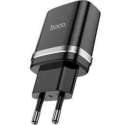 Мережевий зарядний пристрій Hoco N1 1USB Ardent 2.4A Black - мініатюра 2